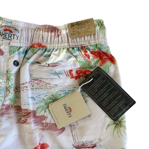 Faherty Beacon Tropical Print Swim Trunks Mens Shorts Size Small NWT - Picture 8 of 8